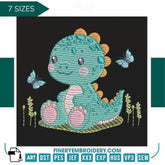 Adorable dinosaur embroidery design  – 7 Sizes - FineryEmbroidery